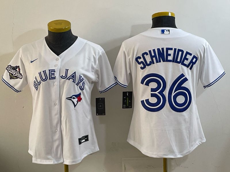 Women 2025 Nike Toronto Blue Jays #36 Schneider White Game MLB Jersey 02->women mlb jersey->Women Jersey